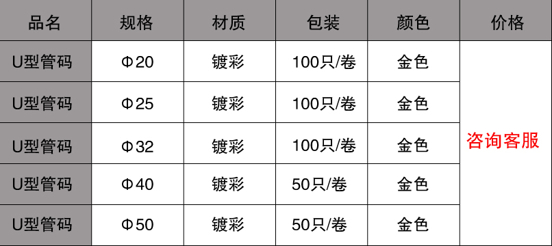 u型管碼規(guī)格價格